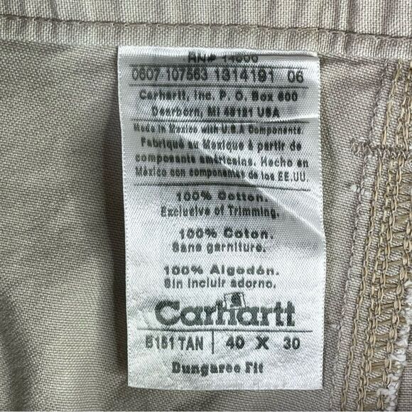 Carhartt Pants Men’s 38X29 Beige Straight Dungaree Carpenter Hammer Loop Pockets - Picture 6 of 13